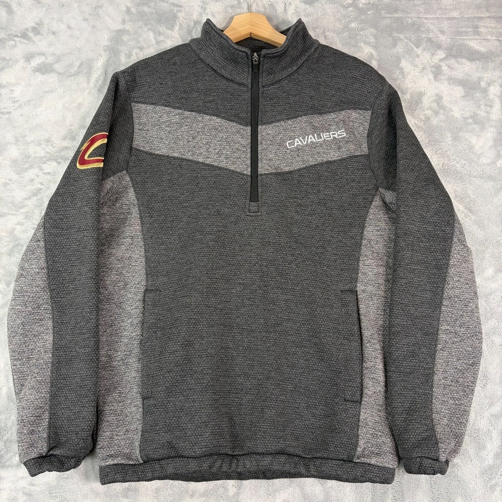 Cleveland Cavaliers G-III Mens Medium Gray 1/4 Zip Pullover Stretch Embroidered